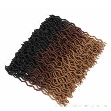 18 inch 24 strands synthetic ombre braiding hair  curly Africa goddess faux locs gypsy locs hair Hot sell